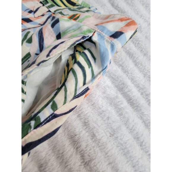 Tahari Womens Tropical Leaf Print Linen Wide-Leg Crop Pants Womens Medium Summer - Picture 10 of 10